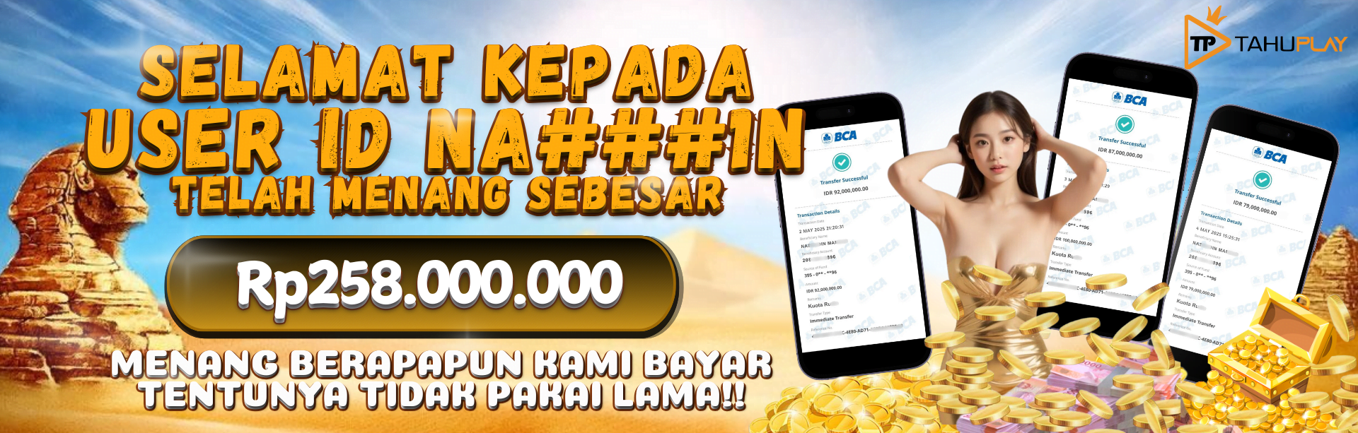 Di TAHUPLAY Menang Berapapun Pasti Dibayar Lunas
